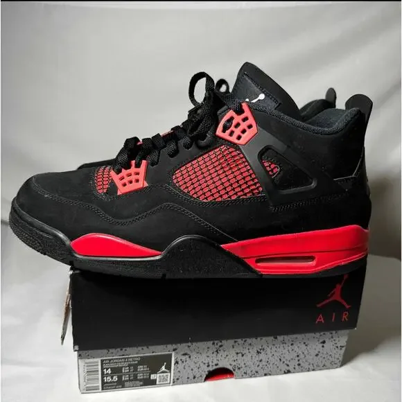 Size 14 - Nike Air Jordan 4 Retro Red Thunder Men's Shoes Ships Now